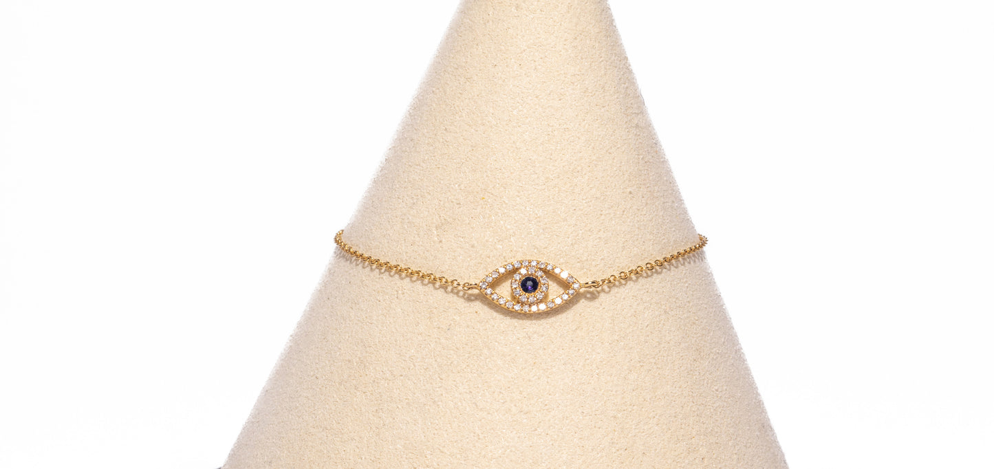 Diamond and Sapphire Evil Eye Protection Bracelet