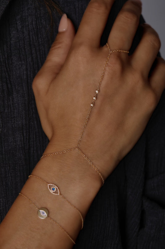 Diamond Evil Eye Disk Bracelet