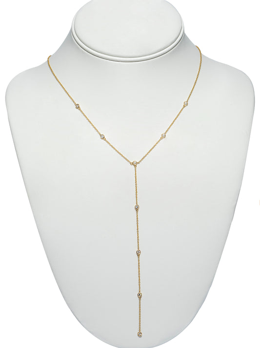 Diamond Drop Lariat Station Necklace