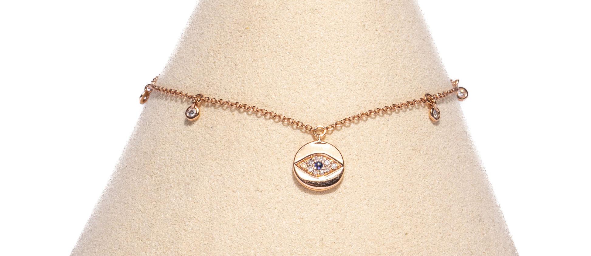 Diamond Station Bracelet with Evil Eye Protection Charm Nalisa