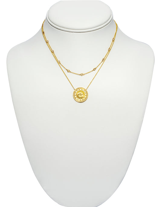 Gold Eye Coin Necklace